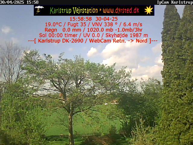 WebCam fra Karlstrup, DK-2690                                            Det gullige lys som ses nogle ntter er fra drivhuse, og ikke en ildebrand !          - Klik her for Live-WebCam -