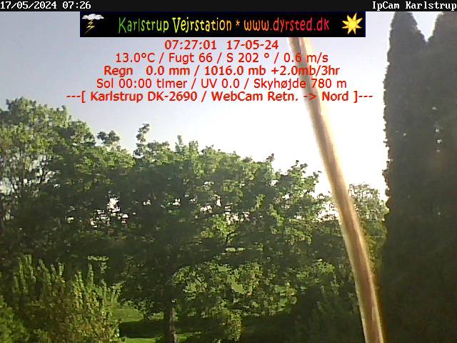 WebCam fra Karlstrup, DK-2690                                            Det gullige lys som ses nogle ntter er fra drivhuse, og ikke en ildebrand !          - Klik her for Live-WebCam -